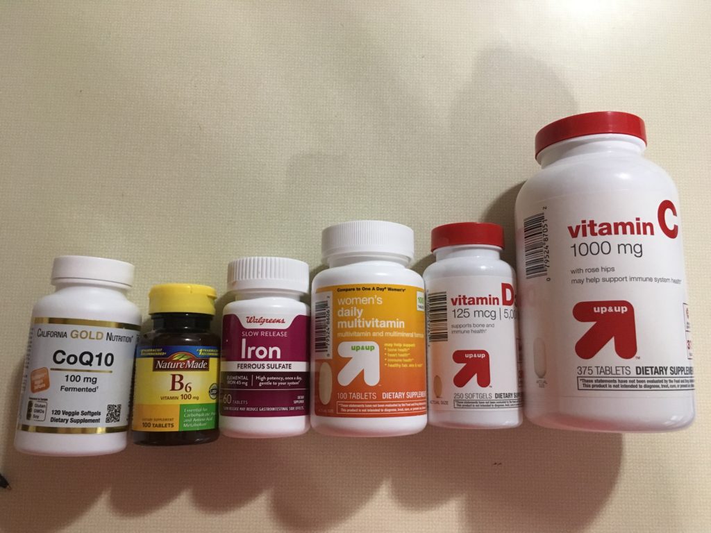 A picture of some of the vitamins and supplements that I take.