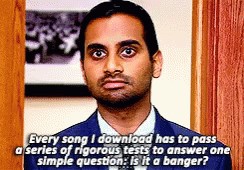 Picture of Tom Haverford from Parks and Recreation talking about bangers