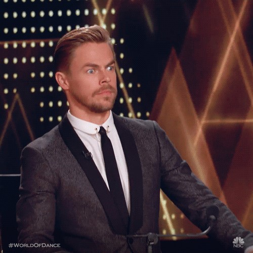 Picture of Derek Hough with wide eyes