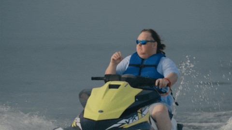 Picture of James Garretson in Tiger King riding on a jet ski
