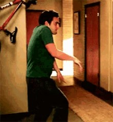 Picture of Nick from New Girl moonwalking