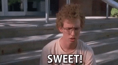 Picture of Napoleon Dynamite saying "Sweet"