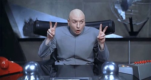 Dr. Evil from Austin Powers doing air quotes