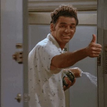 Kramer from Seinfeld giving a thumbs up